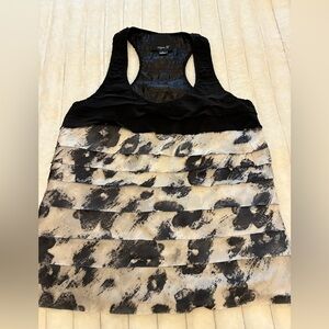 Aryn K Black and Cream Layered Tank Top